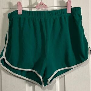 Zara Green Athletic Shorts with White Trim